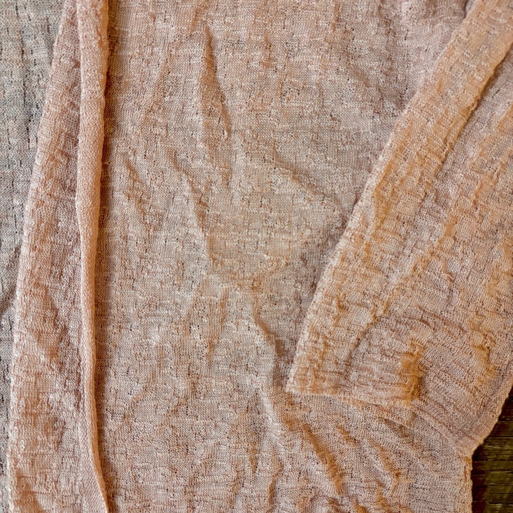 Eileen Fisher Organic Linen Blend Open-Front Cropped Cardigan Coral Size M - Picture 3 of 7